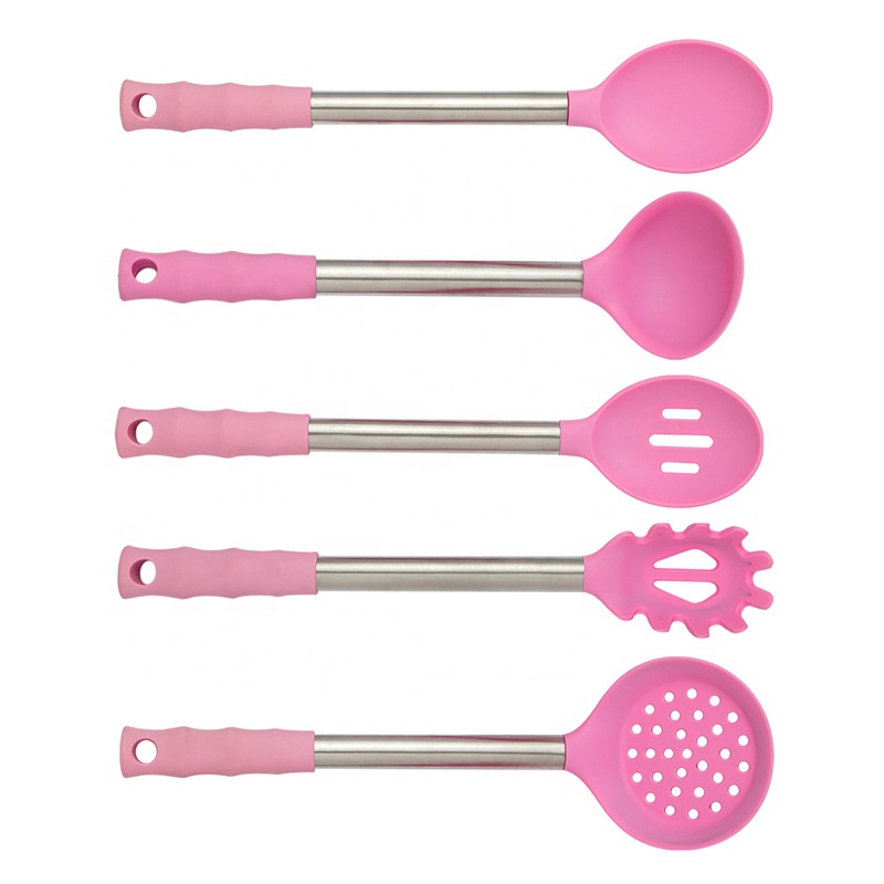 Wholesale rosa 10 piezas de utensilios de cocina silicona establecidos para cocinar