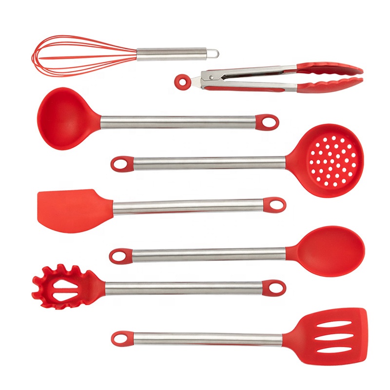 Set de cocina de venta caliente 8 piezas de silicona cocina utensilios conjunto